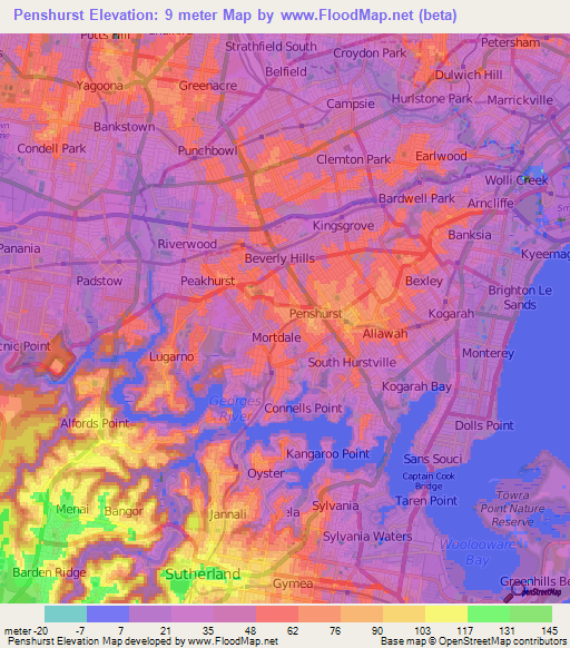 Penshurst,Australia Elevation Map