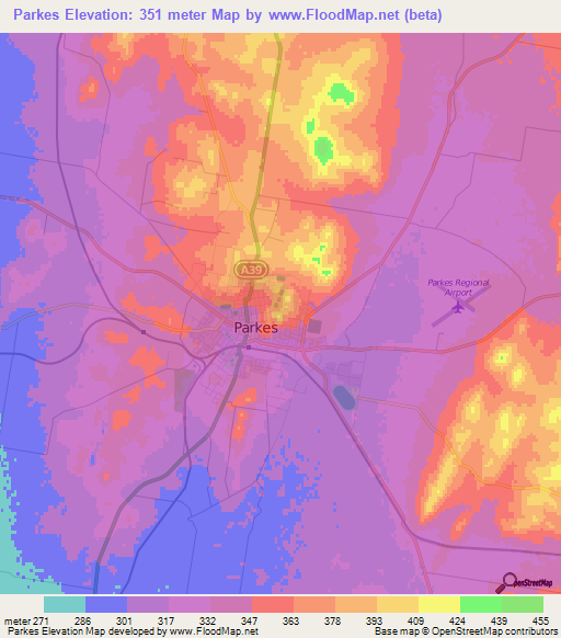 Parkes,Australia Elevation Map