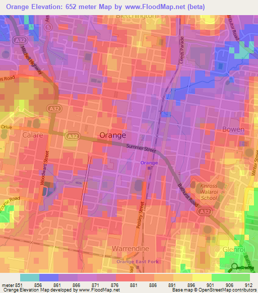 Orange,Australia Elevation Map