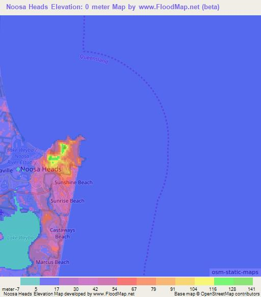 Noosa Heads,Australia Elevation Map