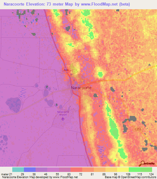 Naracoorte,Australia Elevation Map