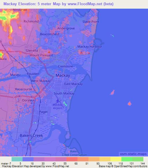 Mackay,Australia Elevation Map