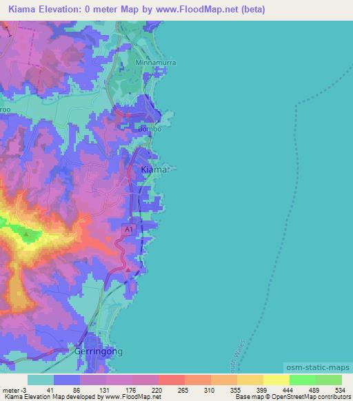 Kiama,Australia Elevation Map