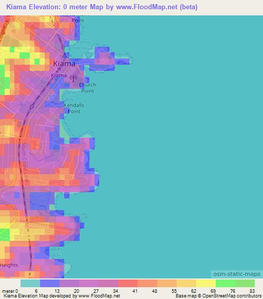 Kiama,Australia Elevation Map