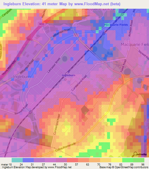 Ingleburn,Australia Elevation Map