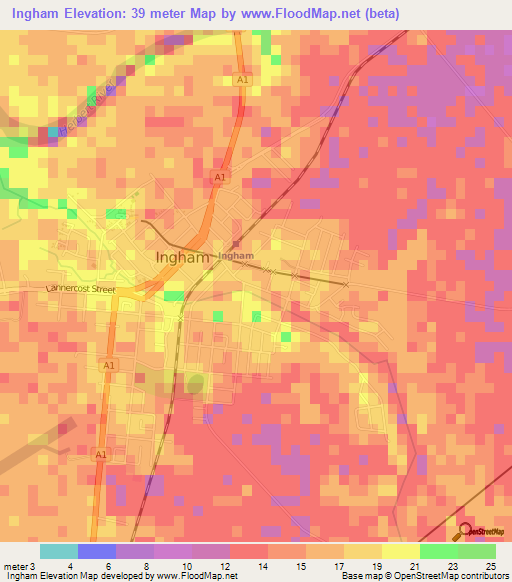 Ingham,Australia Elevation Map