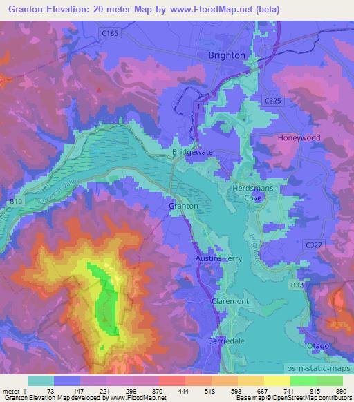 Granton,Australia Elevation Map