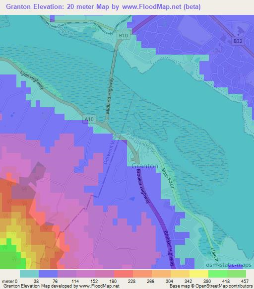 Granton,Australia Elevation Map