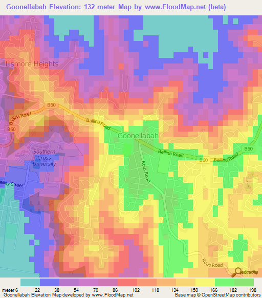 Goonellabah,Australia Elevation Map