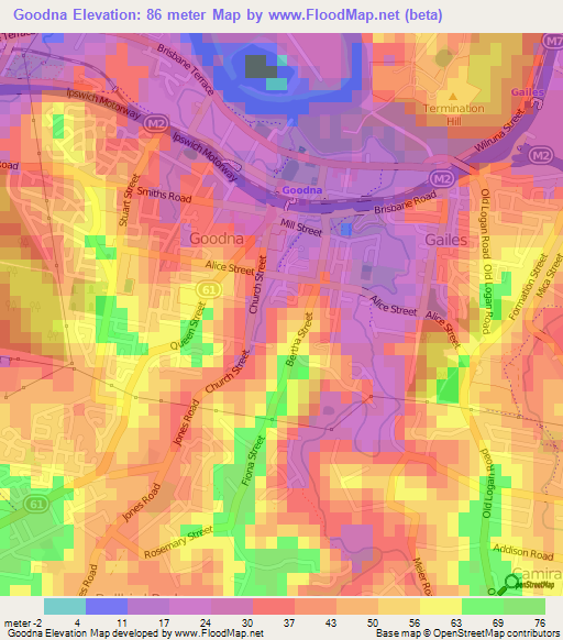 Goodna,Australia Elevation Map