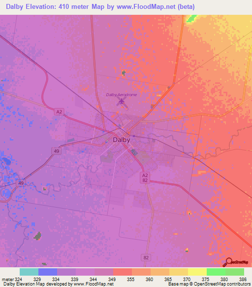 Dalby,Australia Elevation Map