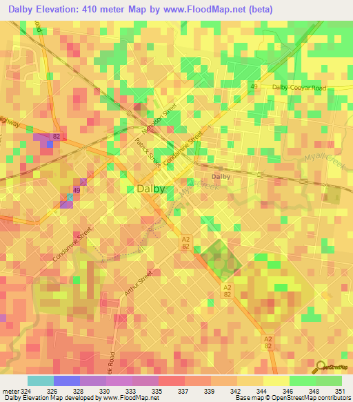 Dalby,Australia Elevation Map