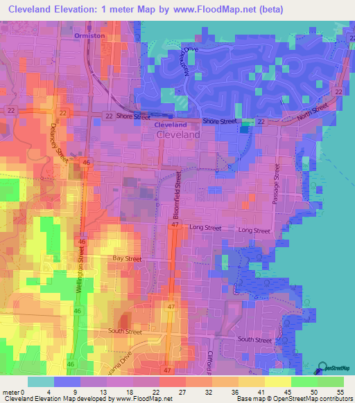 Cleveland,Australia Elevation Map