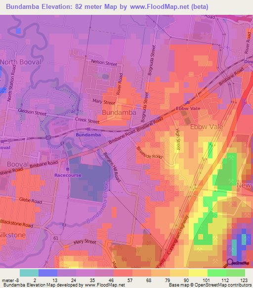 Bundamba,Australia Elevation Map