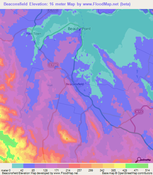 Beaconsfield,Australia Elevation Map