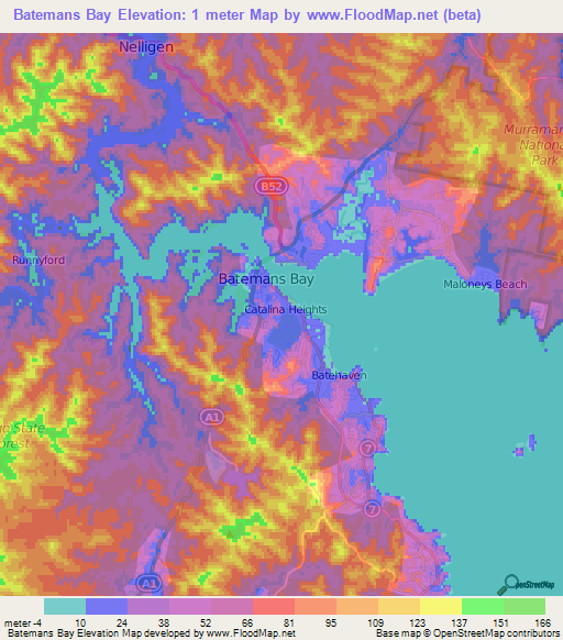 Batemans Bay,Australia Elevation Map