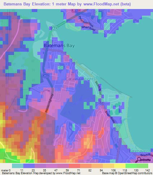 Elevation of Batemans Bay,Australia Elevation Map, Topography, Contour