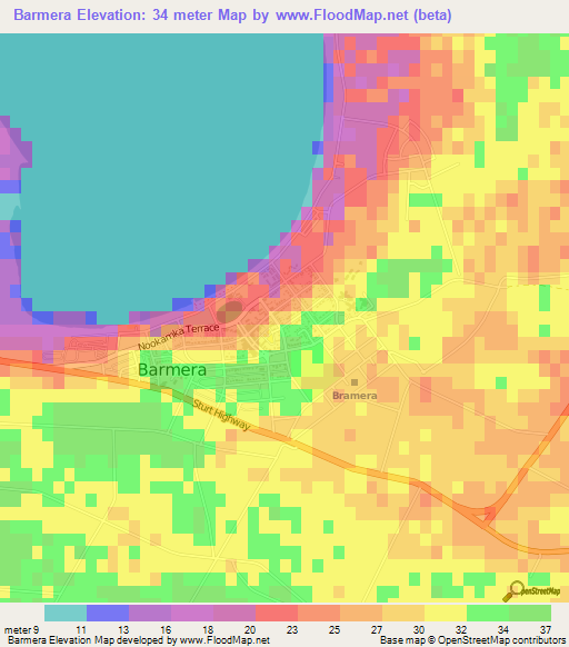 Elevation of Barmera,Australia Elevation Map, Topography, Contour