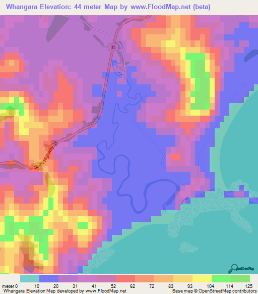 Elevation of Whangara,New Zealand Elevation Map, Topography, Contour