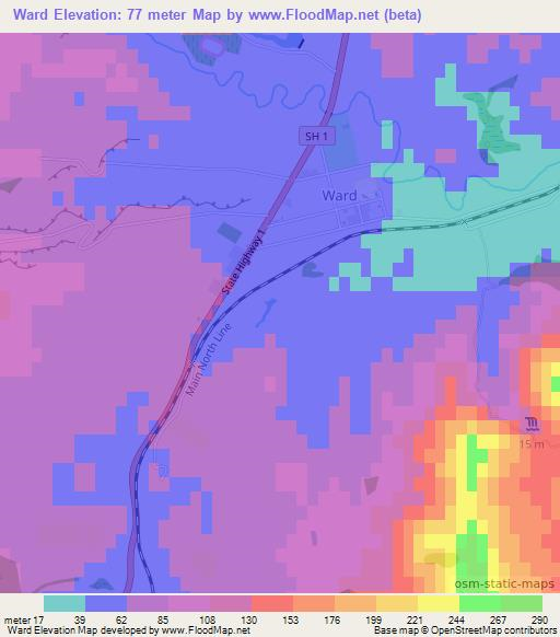 Ward,New Zealand Elevation Map