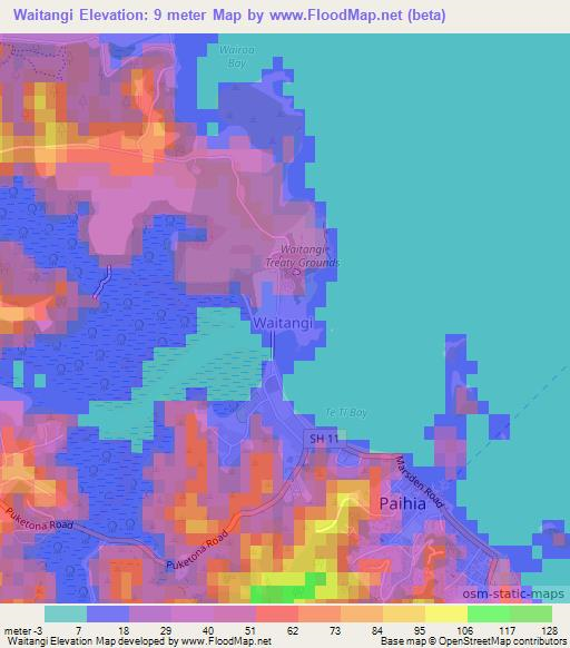 Elevation of Waitangi,New Zealand Elevation Map, Topography, Contour