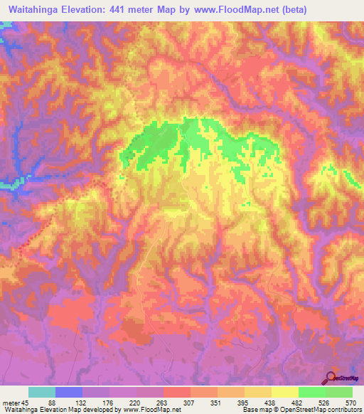 Waitahinga,New Zealand Elevation Map