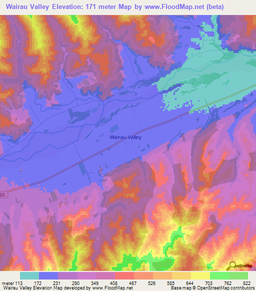 Wairau Valley,New Zealand Elevation Map