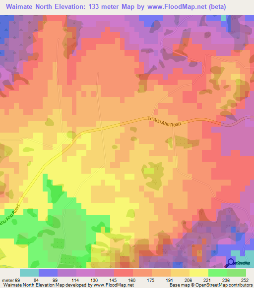 Waimate North,New Zealand Elevation Map