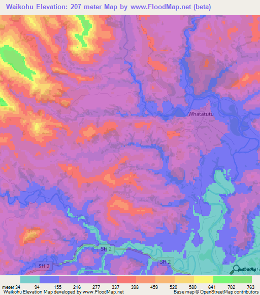 Elevation Of Waikohu,new Zealand Elevation Map, Topography, Contour