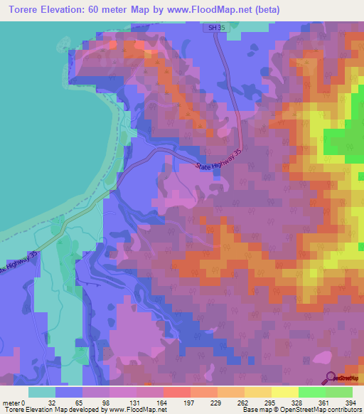 Torere,New Zealand Elevation Map