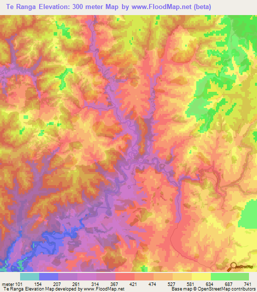 Elevation of Te Ranga,New Zealand Elevation Map, Topography, Contour