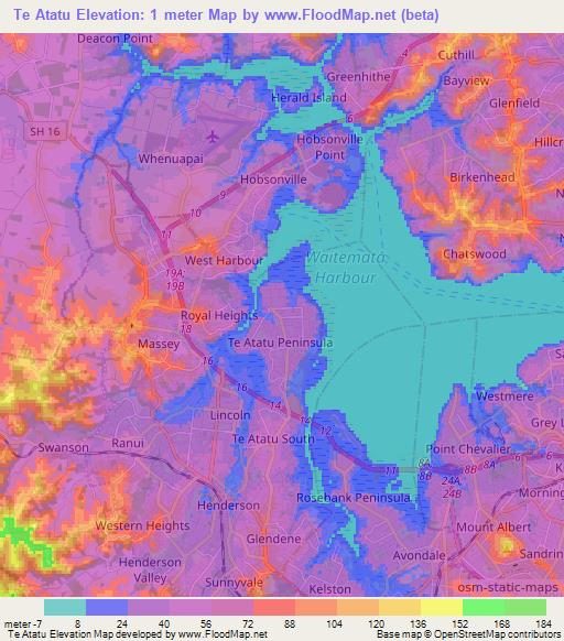 Te Atatu,New Zealand Elevation Map