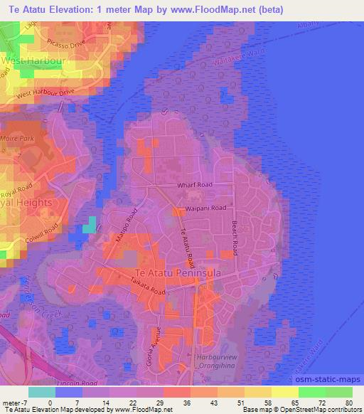 Te Atatu,New Zealand Elevation Map