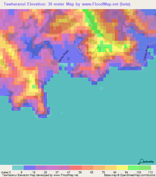 Elevation Of Tawharanui,new Zealand Elevation Map, Topography, Contour