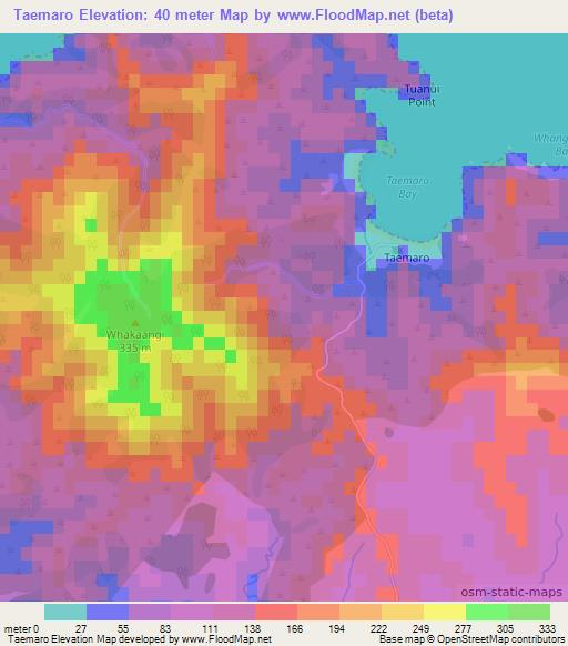 Taemaro,New Zealand Elevation Map