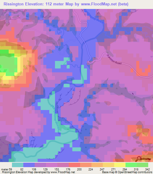 Rissington,New Zealand Elevation Map