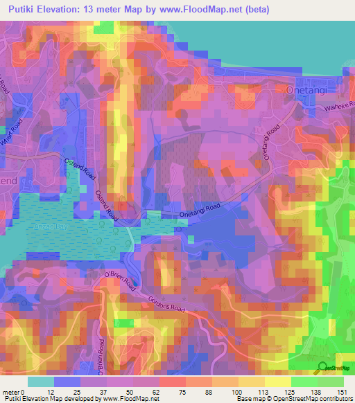 Elevation of Putiki,New Zealand Elevation Map, Topography, Contour