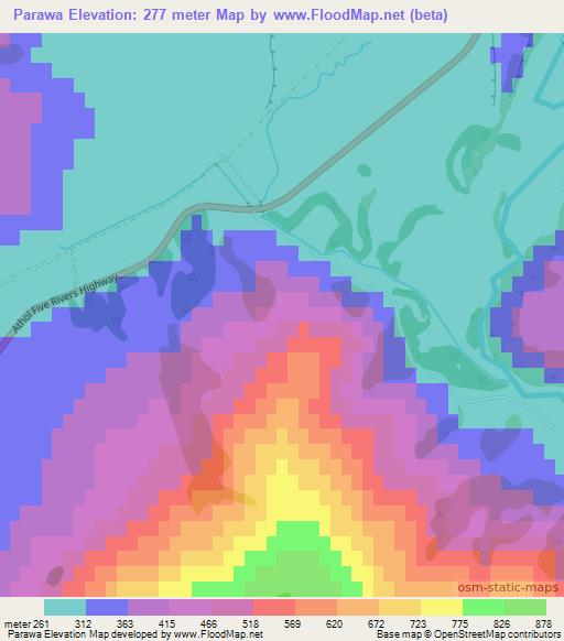 Parawa,New Zealand Elevation Map