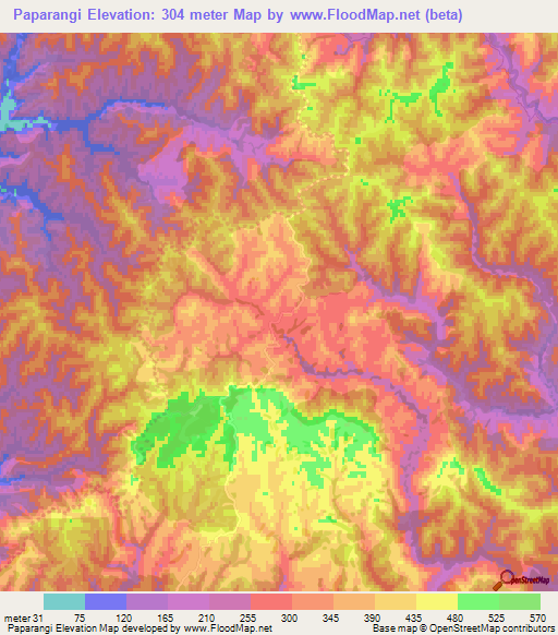 Elevation of Paparangi,New Zealand Elevation Map, Topography, Contour