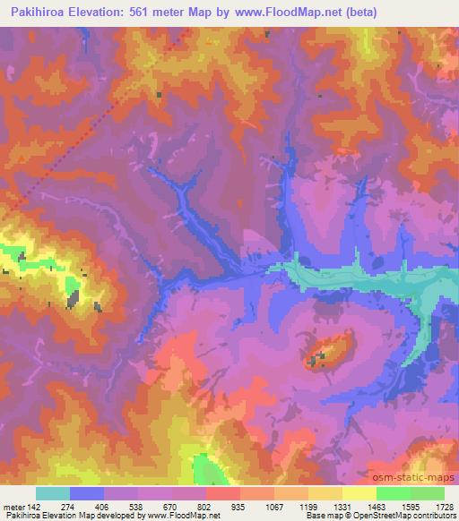 Pakihiroa,New Zealand Elevation Map