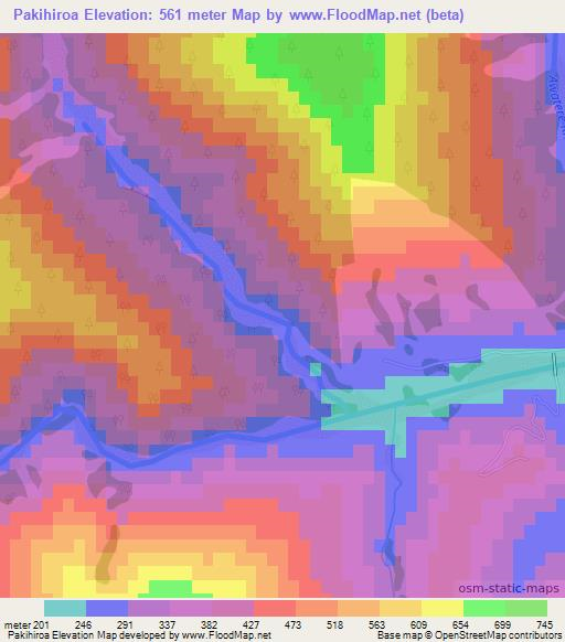 Pakihiroa,New Zealand Elevation Map