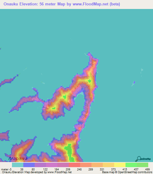 Onauku,New Zealand Elevation Map