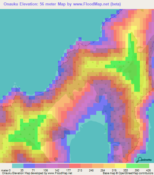 Onauku,New Zealand Elevation Map