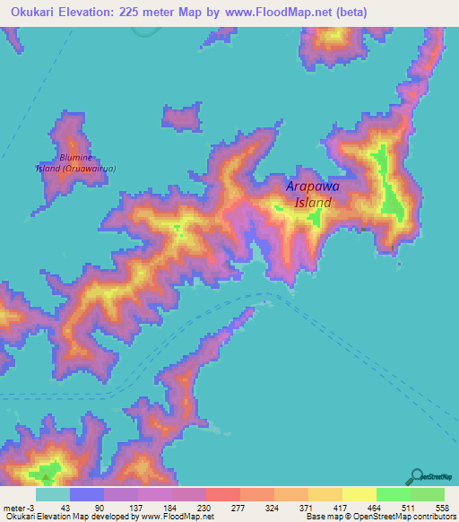 Okukari,New Zealand Elevation Map