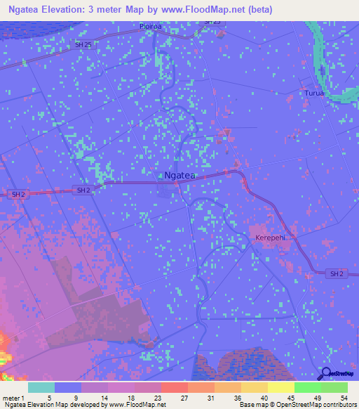 Ngatea,New Zealand Elevation Map