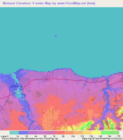 Motunui,New Zealand Elevation Map