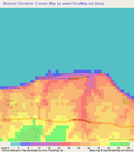 Motunui,New Zealand Elevation Map