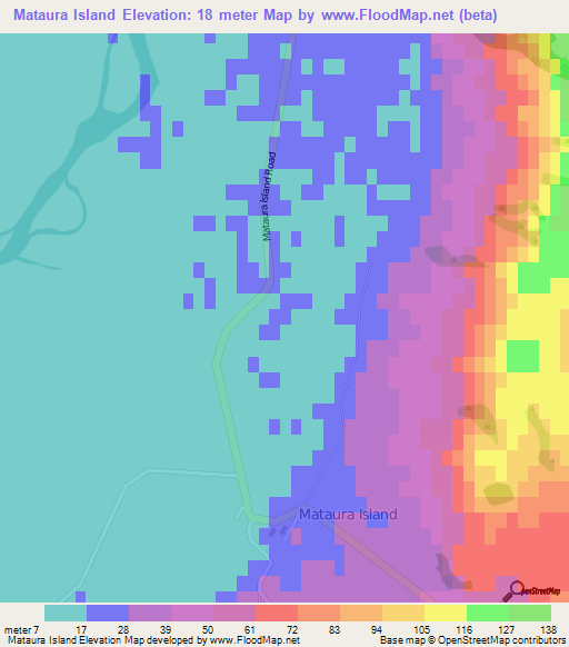 Mataura Island,New Zealand Elevation Map