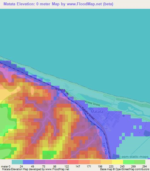 Matata,New Zealand Elevation Map