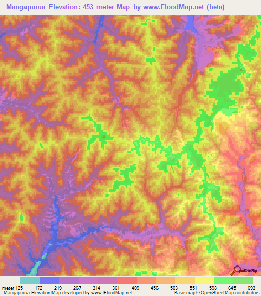 Elevation of Mangapurua,New Zealand Elevation Map, Topography, Contour